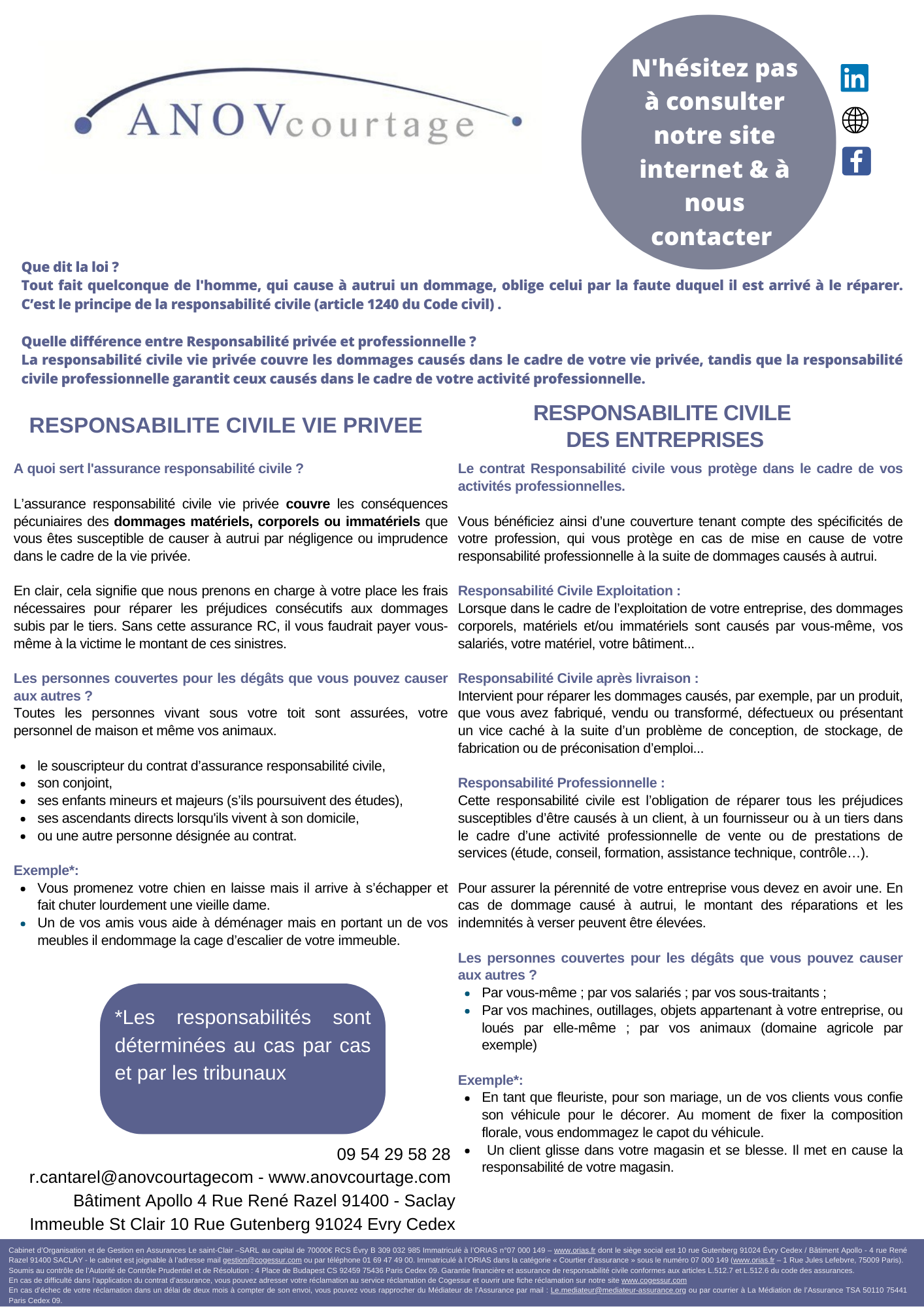 NEWSLETTER RESPONSABILITÉ CIVILE